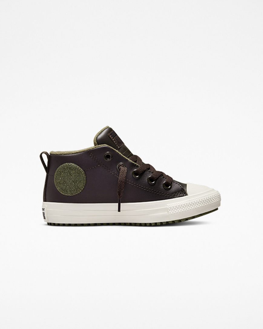 Chlapecké Boty Vysoké Converse Chuck Taylor All Star Street Boot Læder Hnědé | CZ 31POM09